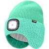 ATNKE LED Illuminato Berretto Cappello con Paraorecchie,USB Ricaricabile 4 LED Corsa Cappello Lampada Invernale Calda Pile Foderato Lavorato Beanie Regali per Uomo e Donna
