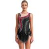 inhzoy Vestito da Pattinaggio Artistico Donna Strass Leotards Nero L
