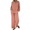 Generico Completo Elegante Donna di Lino e Cotone Lungo, Tute Due Pezzi da Passeggio Maniche Lunghe Blusa + Pantaloni con Coulisse Completi Leggero Moda Set 2025 per Spiaggia Lavoro Vacanza