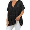 Nuqqichongtian Top Paillettes Donna Eleganti Elegante Argento Camicetta Maglia Bordeaux Gala in Pizzo Curvy Rossa Sottogiacca sotto Giacca