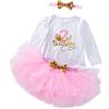 UUAISSO Neonate Il Mio 1° Compleanno Abiti Manica Corta Torta Smash Gonna Paillettes Tutu Abito da Principessa Set di Abbigliamento