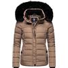 Navahoo Giacca Trapuntata Invernale da Donna con Cappuccio in Pelliccia Sintetica Miamor Grigio Taupe S
