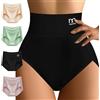2XK-NOV Mutande Contenitive Donna Vita Alta Cotone (S, 4, Nero+Beige+Rosa+Verde)
