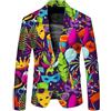 Generic Blazer da uomo con maschera di carnevale piumata, giacca colorata per feste di martedì grasso, slim fit, leggera, da festival, elegante costume da festa da uomo, blazer unico e vibrante