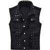 Loeay Uomo Moda Rock Rivetto Gilet di Jeans Classico Stile Punk Vintage Cowboy Jeans Neri Gilet Moto Giacca Senza Maniche Cappotto Nero M