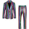 Bauzuoyo Tuta da uomo, 2 pezzi, anni '70, abbigliamento da discoteca, giacca e pantaloni metallizzati, con paillettes lucide, per feste, carnevale, matrimoni, feste a tema, eleganti abiti da uomo