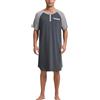Enjoyoself Maglie Pigiama Maniche Corte Camicie da Pigiama da Uomo in Cotone per Primavera Autunno-Grigio Scuro/Grigio/XXL