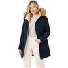 OROLAY Parka Invernale da Donna Foderato in pile Addensato con Cappuccio e collo in Pelliccia Rimovibile Zaffiro Scuro XL