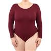LEELA LAB Body Donna Taglie Forti a Costine, con Manica Lunga in Morbida Microfibra, Chiusura Regolabile, Realizzato con Tecnologia Seamless Senza Cuciture - Made in Italy