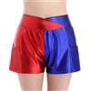 Odizli Pantaloncini corti da donna con effetto bagnato e pelle, blu rosso, M