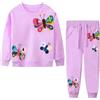 FILOWA Tuta Bambina Ragazza Sportiva Felpa e Pantaloni Completa Caldo Cotone Tute da Ginnastica Manica Lunga Jogging Set Stampa Senza Cappuccio Abbigliamento Sportivo Ragazze 2-7 Anni, Rosa