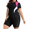 Hansber Donna Taglie Forti Muta in Neoprene A Maniche Corte Intera con Zip Frontale Costume da Bagno Rosa 3XL
