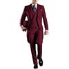 Leader of the Beauty Uomini Tailcoat Abiti Slim Fit 3 Pezzo V-Collo Un Pulsante Abiti Sposo Smoking Borgogna 46