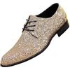 Generisch Scarpe da ginnastica glitterate da uomo, con paillettes, colore argento, con paillettes, per carnevale, lavoro, feste, con punta chiusa, tango, rumba, scarpe da sera, O Gold, 43