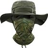 ehsbuy Cappello Mimetico Pescatore Tesa Large Safari Traspirante Boonie Hat Scaldacollo Tattica Mimetica Vegetata per Uomo Pesca Cacca Jungle Paintball CS