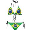 Howilath Bikini da donna, triangolare, imbottito, con scollo all'americana, per spiaggia, mare, nuoto, bandiera nazionale, ghepardo galassia, Bandiera del Brasile, L