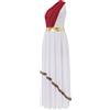 Miutii Costume da dea greca da donna Abito greco bianco con una spalla antica Toga vecchio vestito romano