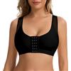Joyshaper Donna Reggiseno con Apertura Frontale Senza Ferretto Reggiseni Sportivi Post Chirurgico Bralette con Spalline Larghe, Nero, M