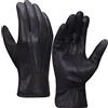 Harssidanzar Guanti in pelle da uomo, Fodere di vello Guanti invernali in pelle di capra, Touchscreen GM040EU, Nero, taglia XL
