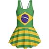 Uacyareni Costume da bagno intero per ragazze con gonna senza maniche, taglia 3-13, Bandiera del Brasile, 3-4 Anni