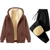 Generico Tuta Donna Invernale Sportiva Pile Completo Calda Felpata Felpa con Zip Cappuccio e Pantaloni Velluto Completo 2 Pezzi Tute da Ginnastica In Pile Vello Foderato Casual Abbigliamento Jogging Invernale