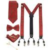 JEMYGINS Bretelle Uomo Rosso/Albero di Natale in Seta Natale Regolabili a Forma di Y da 3,5 cm e larghe con 6 Fermagli Robusti con Cravatta e Papillon Insieme Scatola Inclusa(3)