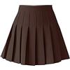 ZHANCHTONG, Minigonna a pieghe a vita alta da donna, a trapezio, corta, da tennis, Cioccolato, M