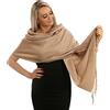 PashminaShine Sciarpa Donna in Kashmir Morbida Come Seta - Leggera per Autunno, Estate e Inverno - Scialle Unisex, Beige Cammello