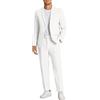 COOFANDY Completo da uomo in lino da 2 pezzi, vestibilità regolare, casual, leggero, estivo, spiaggia, matrimonio, bianco, L