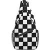 EujGvboU Zaino a tracolla a scacchi nero e bianco, borsa a tracolla, da viaggio, escursionismo, idea regalo, A scacchi Nero Bianco, 7.5 X 3.5 X 15.3 Inches