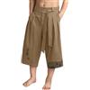 Generic Pantaloni giapponesi per bambini Kurakuco Tradizionale Abbigliamento di Grandi Dimensioni Lino Pantaloni Corti Kimono Leggero e Ampio Pantaloni Casual Baggy 3/4 Pantaloni per Ragazzo, cachi., 9-10