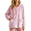 GMQWRK Giacca da letto da donna in morbido pile felpato, con tasche, casual, ampia, con bottoni, per inverno, primavera, calda, camicia da notte per anziani, madri, casa, abbigliamento da salotto