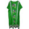 Kiran Fashion Abito estivo da donna, in 100% cotone con stampa etnica, per spiaggia, taglia unica, verde, Taglia unica