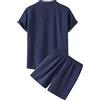 Generico Completa Tuta In Lino Da Uomo, Due Pezzi, Estiva, Per Il Tempo Libero, Tinta Unita, A Maniche Corte Camicia E Pantaloncini Da Spiaggia, Set Di Pantaloni Corti In Cotone E Lino Jogging Outdoor Yoga