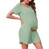 Uniexcosm Camicie Notte Donna, Camicia da Notte Parto Ospedale Camicia da Notte Allattamento con Bottoni Scollo a V Camicia Premaman Manica Corta Raglan Adatto Casa