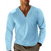 LAOARA Henley, maglietta estiva da uomo, a maniche lunghe, con bottoni, casual, leggera