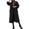 Celanisai Cappotto invernale da donna, lungo, elegante, in lana, trench invernale con cintura, con risvolto, cappotto lungo, antivento, giacca a vento, Z4 nero., M