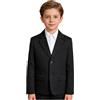 Riismen Giacca Ragazzi Blazer di Risvolti Uniforme da Natalizia Taglio Giacca Elegante Suit per Bambini Performance Carnevale Festa Matrimonio Blazer da Sfilata Nero 5-6 anni