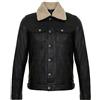 Infinity Leather Giacca Uomo di Pelle Nera con Collo Rimovibile di Pelle di Montone Sherpa Stile Cappotto Casual XS