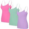 Generico Canotte Donna con Reggiseno Incorporato Cotone Curvy Canotta con Reggiseno Leggera Comodo Canottiere Intimo con Spalla Stretta Taglia Forte Base Traspirante Maglietta Senza Maniche 3 Pezzi