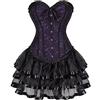 Josamogre Corsetto Donna Abito Corsetti Corpetto corbustino Corsetto Dress Skirt Lace Floral Costume Burlesque Halloween Women Purple S