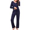 Litherday Pigiama Donna Cotone Lungo Pigiami Invernale Caldo Scollo a V