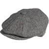Peaky Blinders, Berretto piatto a 8 spicchi in stile "Newsboy", in tweed di lana Croagh Black XL