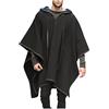 Bienwwow Mens orlo irregolare felpa con cappuccio poncho mantello mantello scialle set pullover tinta unita giacca a vento mantello cappotto di lana casual felpe, A06_nero, S