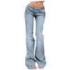 Generisch Jeans da donna a vita bassa, jeans svasati, alla moda, a vita molto bassa, skinny fit, classici elastici, Pull On Streetwear, pantaloni a zampa da donna, 70 pezzi, Celeste., S