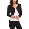 Hotouch Bolero Donna Elegante Coprispalle Giacca Corta con Spalla Maniche Lunghe Cardigan Leggero Shrug con Bottone Estivo Casual Cardigan Nero XL