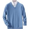 Kiioouu Maglione da uomo in lana e cachemire con scollo a V Pullover lavorato a maglia autunno inverno maglione casual classico caldo fondo camicia maglioni, Azzurro, L