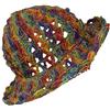 Gheri Canapa Cotone Cannuccia Cappello Sole Panama Largo Tesa Estate Vacanza Colorato Arcobaleno