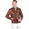 D'Arienzo Giacca in Pelle Bianca Uomo Giubbotto Moto Giubbino Biker Vera Pelle Made in Italy Hmailton