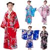 Wesaloes Kimono Bambina Vestito Bambina Elegante Stampa Floreale Vestiti Ragazze Tradizionali Giapponese Tradizionale Yukata Kimono in Raso Vestito da Festa per Ragazze 2-10 Anni (Red, 150)